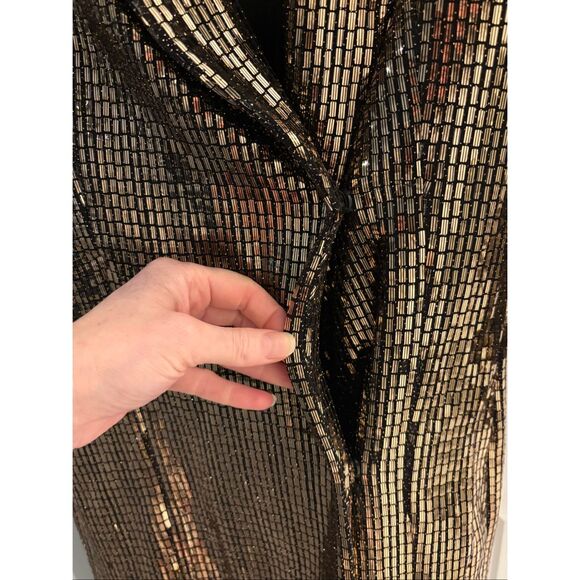ZARA Gold Sequin Wrap Blazer Tuxedo Dress, XS $159 - Picture 8 of 13